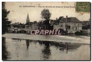 Postcard Old Mill Argenton Waterfront View and Old Bridge