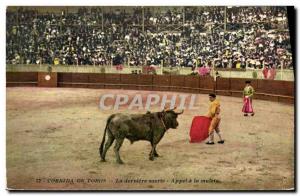 Old Postcard Sport Spain Bullfight Toro Bull The last Call suerte has Muleta