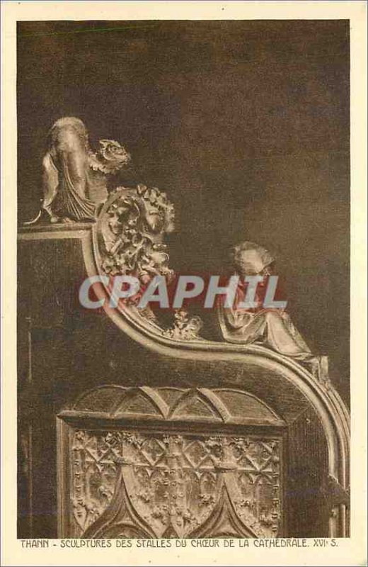 Old Postcard Thann Sculpture Stalls Choir of the Cathedral XVI