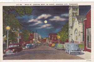 Tennesse Johnson City Main Street Looking West By Night