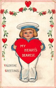 G14/ Valentine's Day Love Holiday Postcard c1910 Sailor Uniform Boy 14