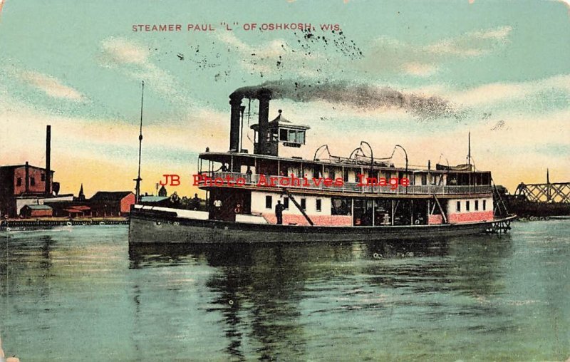 Clark & LeFevre Company Steamship, Steamer Paul L of Oshkosh Wisconsin, 1909 PM