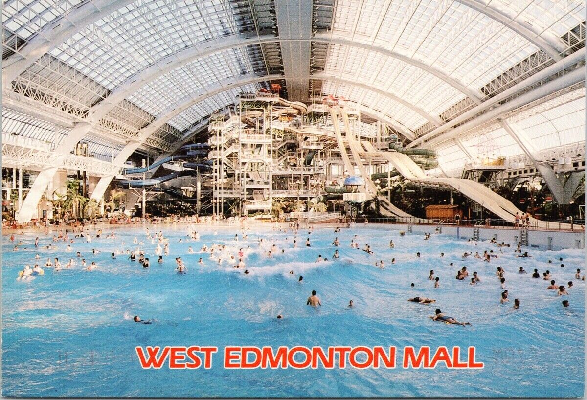 West Edmonton Mall Alberta Ab World Waterpark West Ed Pool C1995 Postcard D56 Canada Other Unsorted Postcard Hippostcard