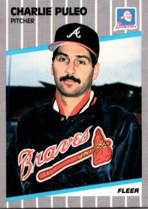 1989 Fleer Baseball Card Charlie Puleo Pitcher Atlanta Braves sun0665