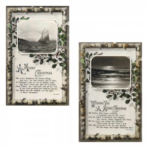 Unit of 2 Rotary Photographic Series Christmas Greetings Seascape Postcards