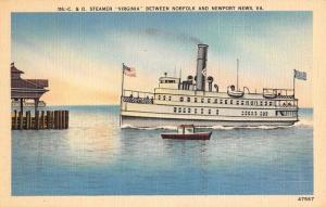 Newport News Virginia Steamer Ship Boat Antique Postcard K72600