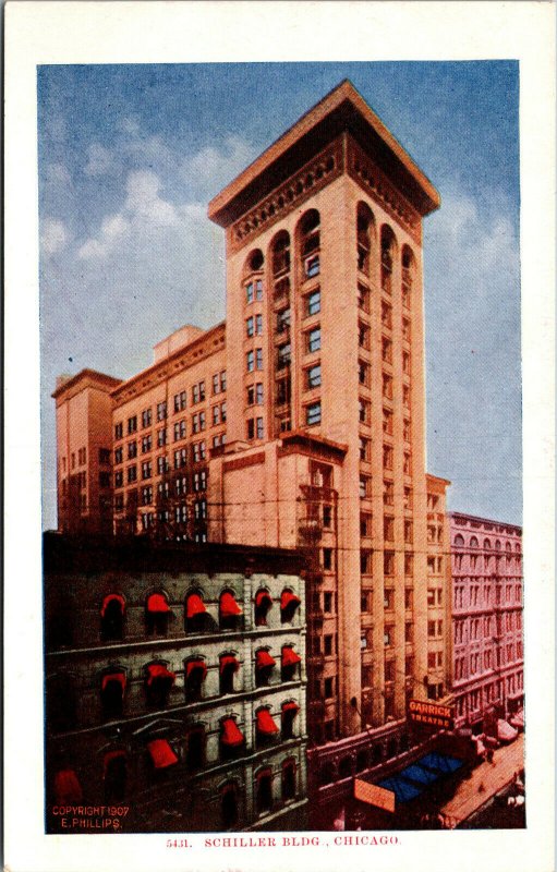 Vtg 1907 Schiller Building Chicago Illinois IL Unused Postcard