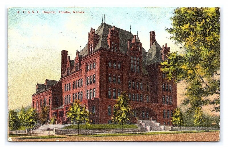 A. T. & S. F. Hospital Topeka Kansas c1910 Postcard