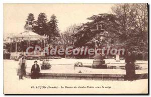 Postcard Old Luon (Vendee) The Basin Public Garden in snow