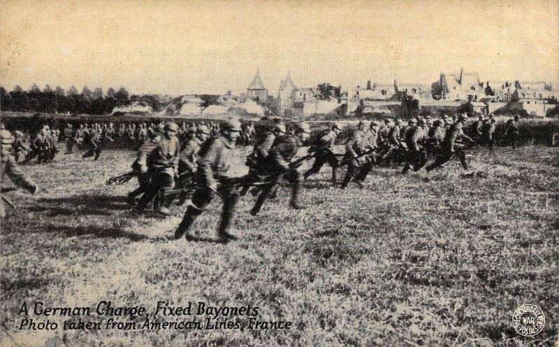 Kavanaugh War Postal,WW1 Era German Charge Fixed Bayonets, France, Old Postcard