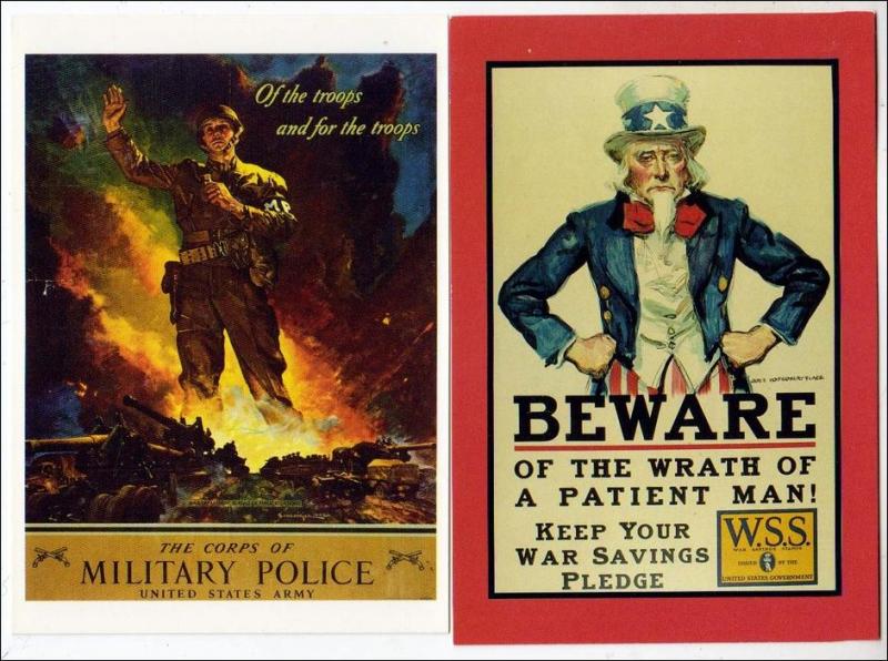 2 - WW2 Cards, Military Police & Beware     (Reproductions)