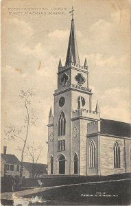 East Machias Maine 1915 Postcard Congregational Church