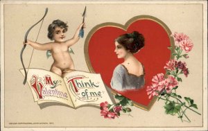 Winsch Valentine Schmucker Art Nouveau Beautiful Woman Cupid c1910 PC