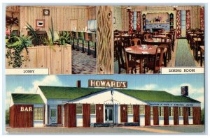 c1940 Howards Cafe Lobby Dining Room Rock Springs Wyoming WY Multiview Postcard