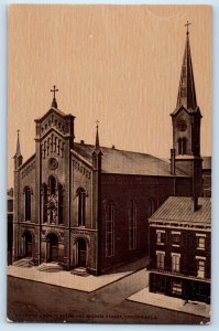 1910 Cincinnati Ohio Postcard St John Church Green Apemen Street Building Road