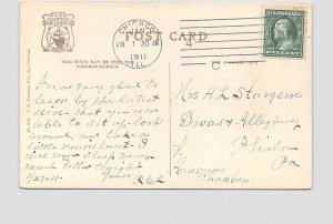 PPC POSTCARD ILLINOIS CHICAGO WASHINGTON PARK WINTER SCENE 1911 POSTMARK