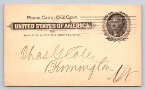 1900 US Postal Card Thomas Jefferson Birmingham AL Chicago Receipt Form