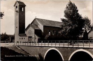 Netherlands Emmeloord Nederlands Hervormde Kerk Vintage RPPC C041