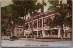 Lenox, Mass. Postcard CURTIS HOTEL Building / Street View Hand-Colored Albertype 