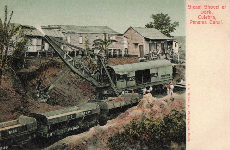 c.1901-07 Steam Shovel at work, Culebra Panama Canal Postcard 10c1-36