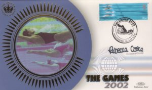Rebecca Cooke Swimming British Olympic Games 2002 Hand Signed FDC