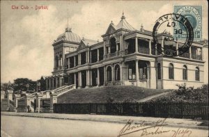 Durban South Africa The Club Stamp on Front c1910 Vintage Postcard