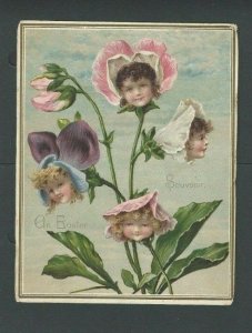 Ca 1904 Easter Greeting W/Childrens Faces In Flowers