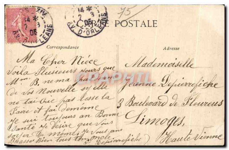 Old Postcard Paris statue of Strasbourg