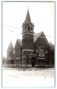 c1940's ME Church Scene Street Sheldon Iowa IA RPPC Photo Vintage Postcard