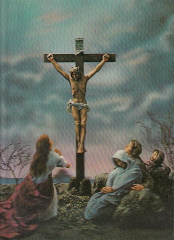 LENTICULAR 3D STEREO POSTCARD MADE IN JAPAN TOKYO - JESUS CHRIST CROSS SCENE