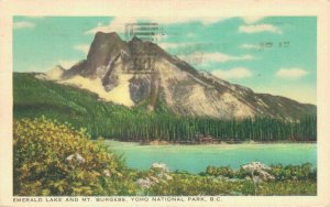 Canada British Columbia Emerald Lake and Mt Burgess Vintage Postcard 07.50