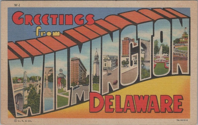 Postcard Large Letters Greetings from Wilmington Delaware DE
