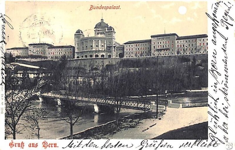 Switzerland Bern Federal Palace Square Swiss stamp jubilee of the UPU 1900
