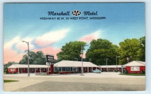 WEST POINT, MS Mississippi ~MARSHALL MOTEL c1930s Cars Roadside  Linen Postcard
