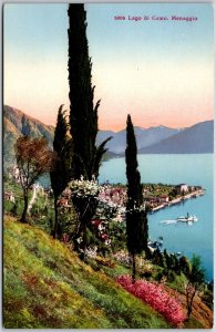 Lago Di Como Menaggio Italy Landscape Slopes Mountains Lakes Postcard