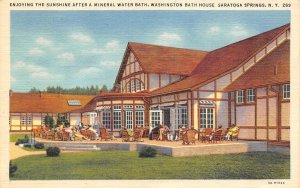 Saratoga Springs, New York NY   WASHINGTON BATH HOUSE Roadside ca1940's Postcard