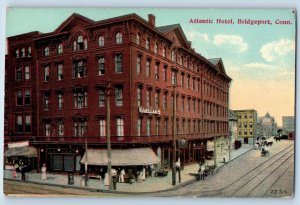 Bridgeport Connecticut  Postcard Atlantic Hotel Aerial View Horse Carriage 1910