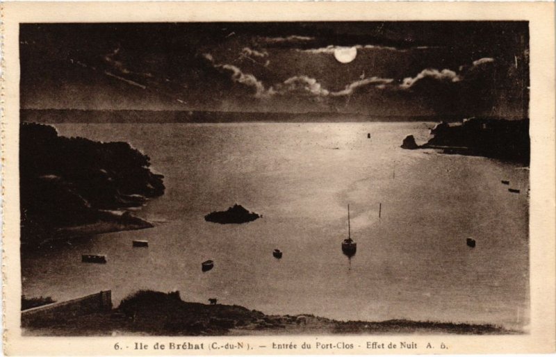 CPA ILE-de-BREHAT Entree du Port-Clos - Effet de Nuit (1295441)
