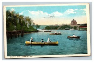 Vintage 1923 Postcard Canoes & Rowboats in Billings Park Superior Wisconsin