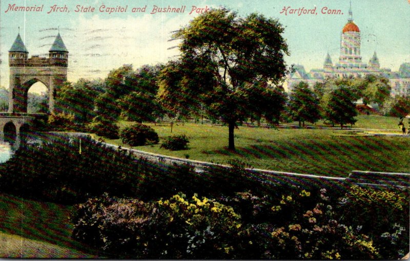 Connecticut Hartford Memorial Arch State Capitol and Bushnell Park 1910