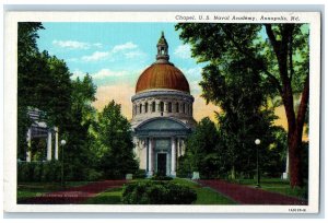 Annapolis Maryland MD Postcard Chapel U.S. Naval Academy Exterior c1940s Vintage