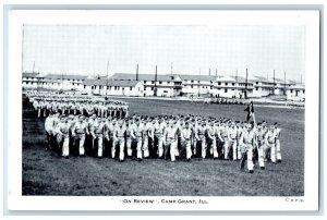 c1920 On Review Battalion Trainees Soldier Parade Camp Grant Illinois Postcard 