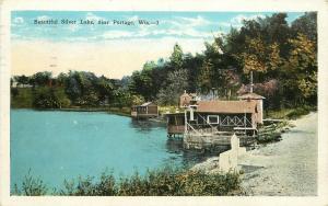 1920s Postcard; Boat Houses, Silver Lake near Portage WI Columbia County posted