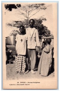 Dakar Senegal Postcard Indigenous Youth Male and Female c1920's Unposted