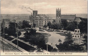 Canada Montreal Dominion Square Showing Windsor Station Vintage Postcard C091