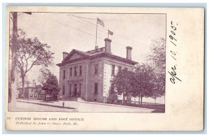 c1905 Custom House And Post Office Building Bath Maine ME Antique Postcard