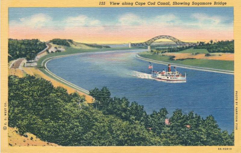 Steamer on Cape Cod Canal near Sagamore Bridge MA Cape Cod Massachusetts - Linen