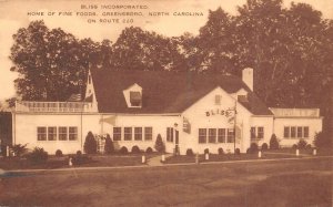Bliss Incorporated Restaurant Route 220 Greensboro North Carolina 1952 postcard