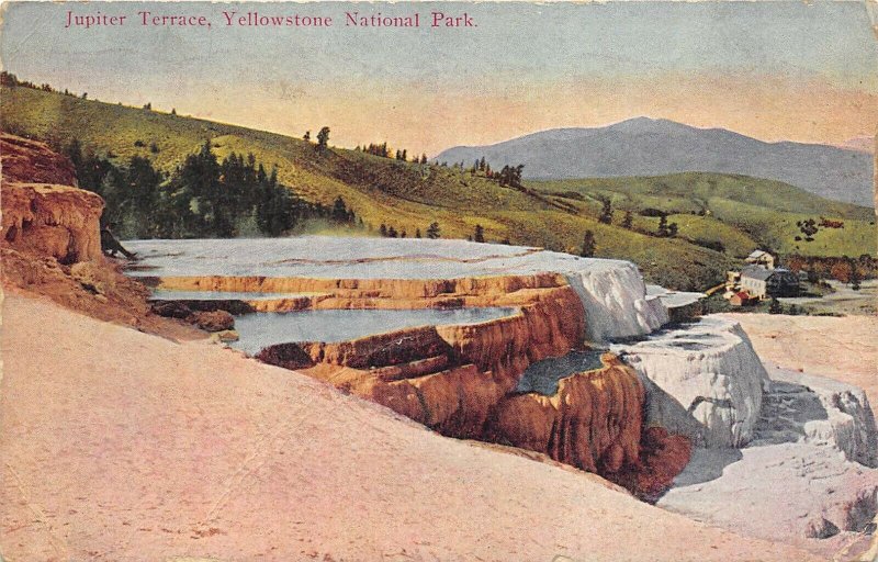 Yellowstone National Park 1910 Postcard Jupiter Terrace Laura Ohio Cancel