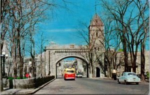 St Louis Gate Enclosing Wall Old Quebec Vintage Cars Bus 1950s Vintage Postcard